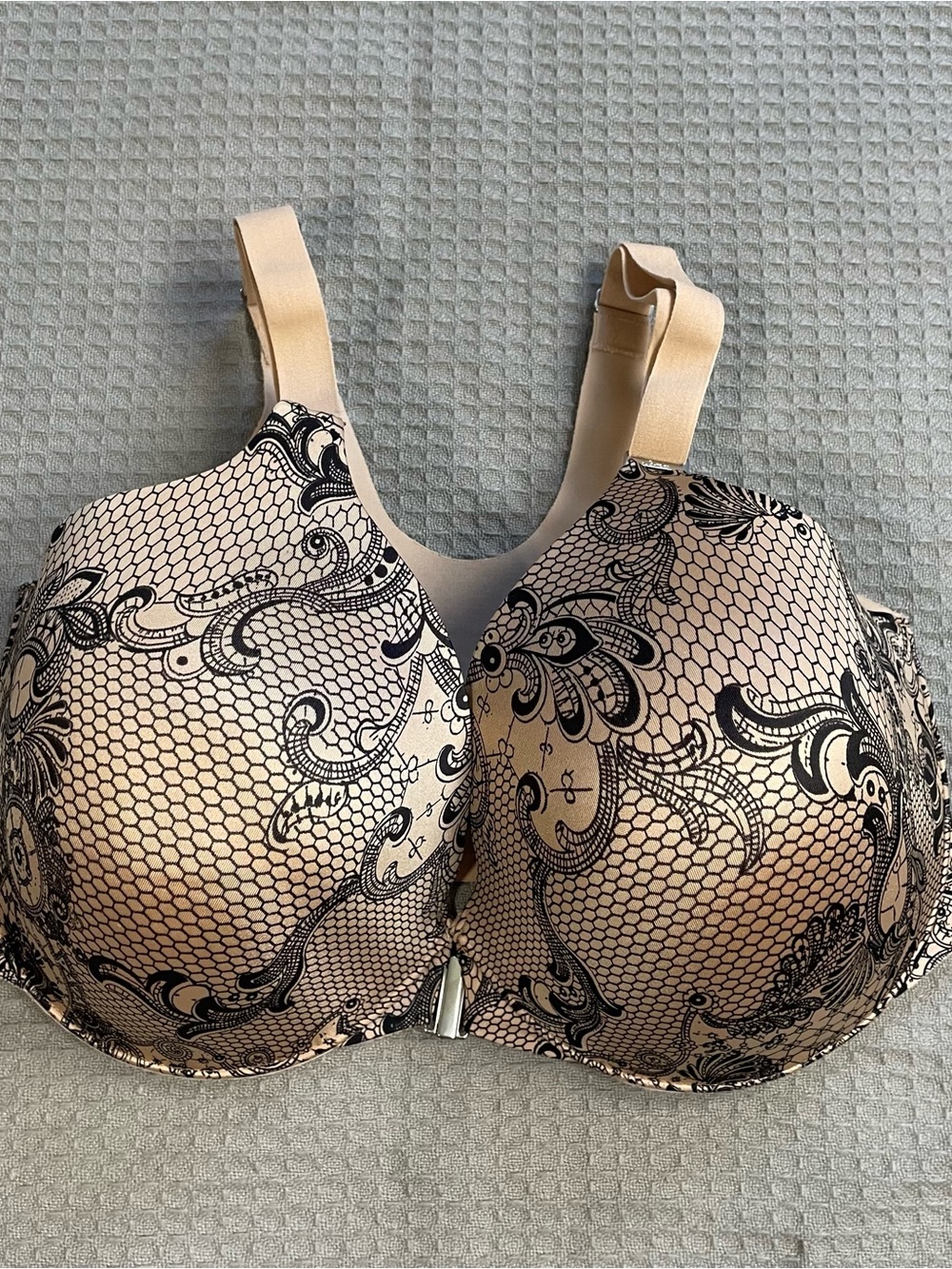 Soma Nadia Front Close Bra 36DD Beige Paisley Lace Look
